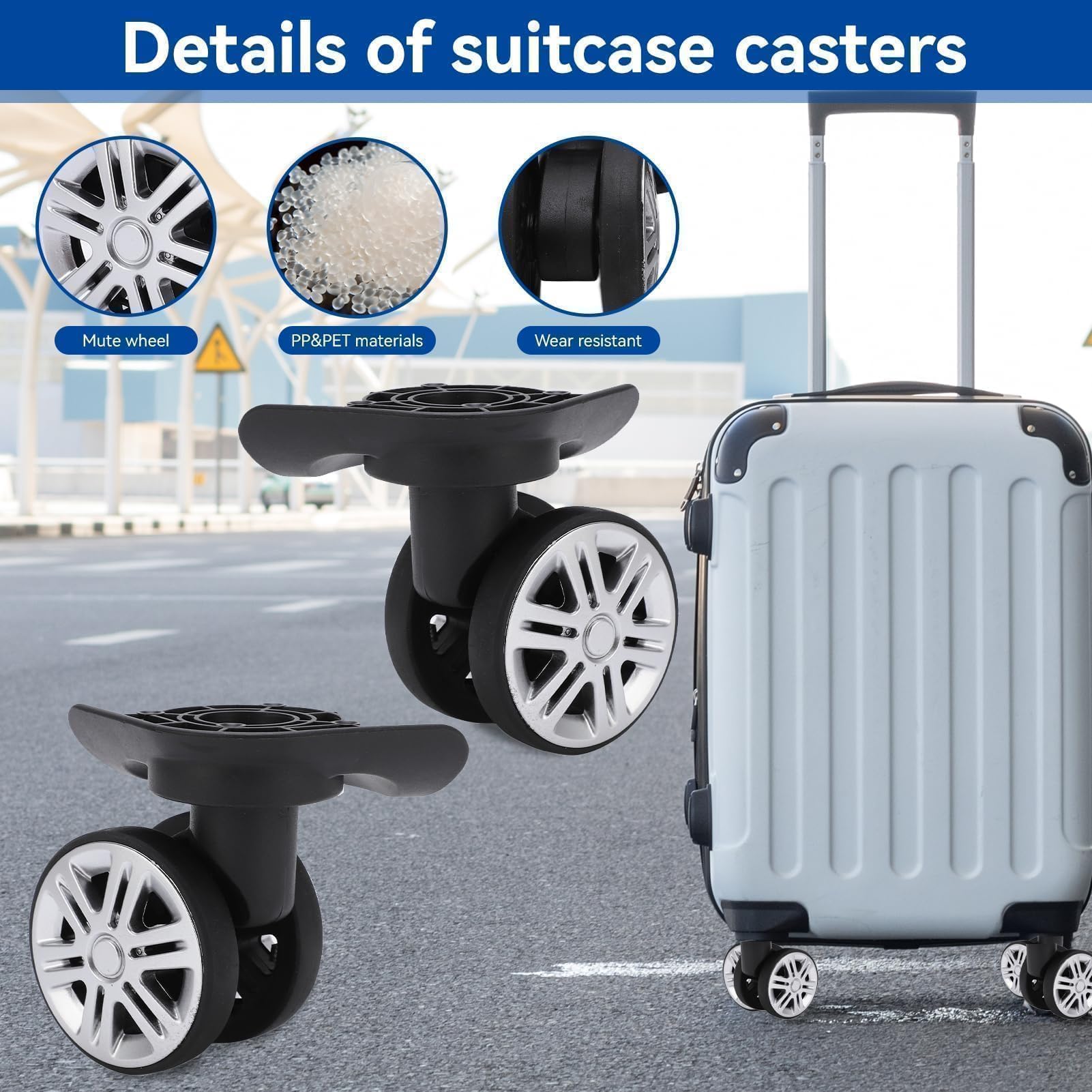 ROUES DE VALISE1 Paire Roues pour BagagesRoues de Rechange de Bagages ROUES DE VALISE1 Paire Roues pour BagagesRoues de Rechange de Bagages