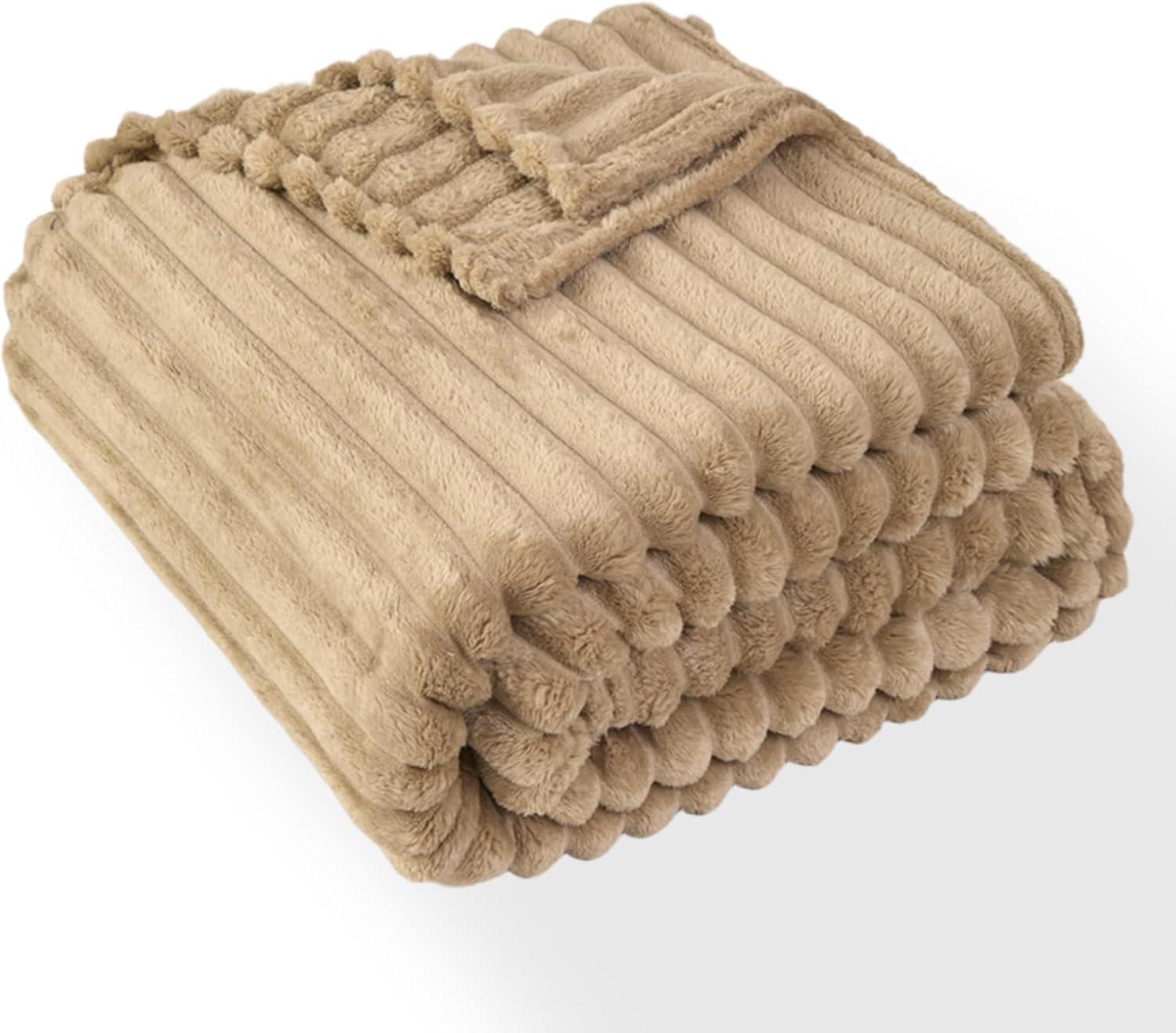 Twin Fleece Blanket for Couch - Super Soft Cozy Throw Blankets for Women,3D Striped Lightweight Blanket for Girls,All Seasons Flannel Blanket?Bed Home Decor?60x80 Inches Khaki Striped Twin(60"x80")