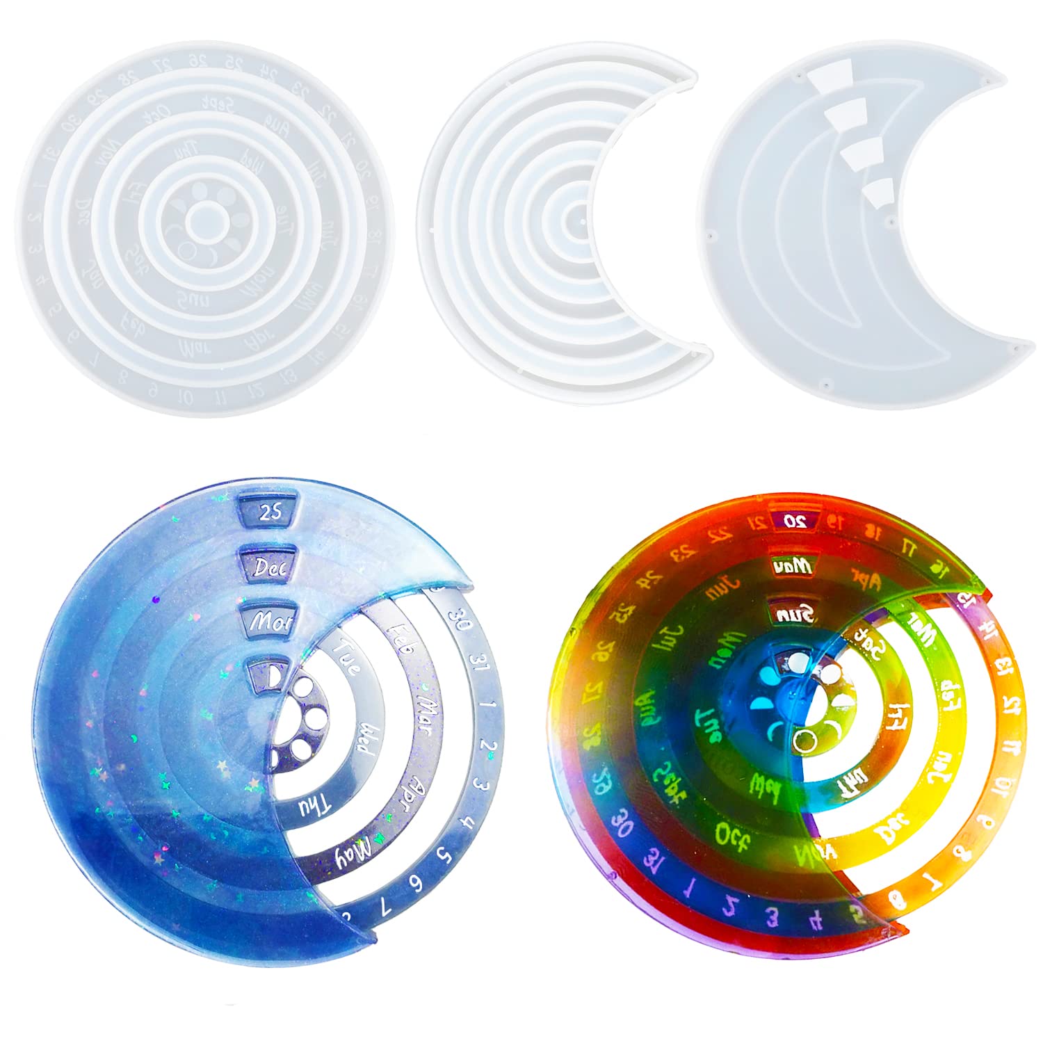 VERTTEE Wall Hanging Calendar Resin Mold DIY Epoxy Mold for Perpetual Calendar Adjustable Calendar for Home Office School Silicone Mold Wall Decoration Ornaments