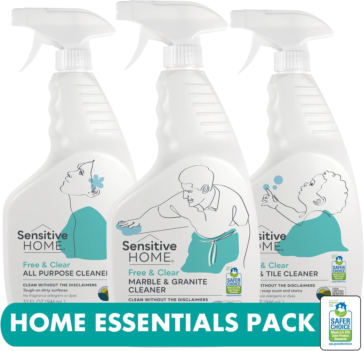 Sensitive Home PlantBased Home Cleaning Essentials 3Pack