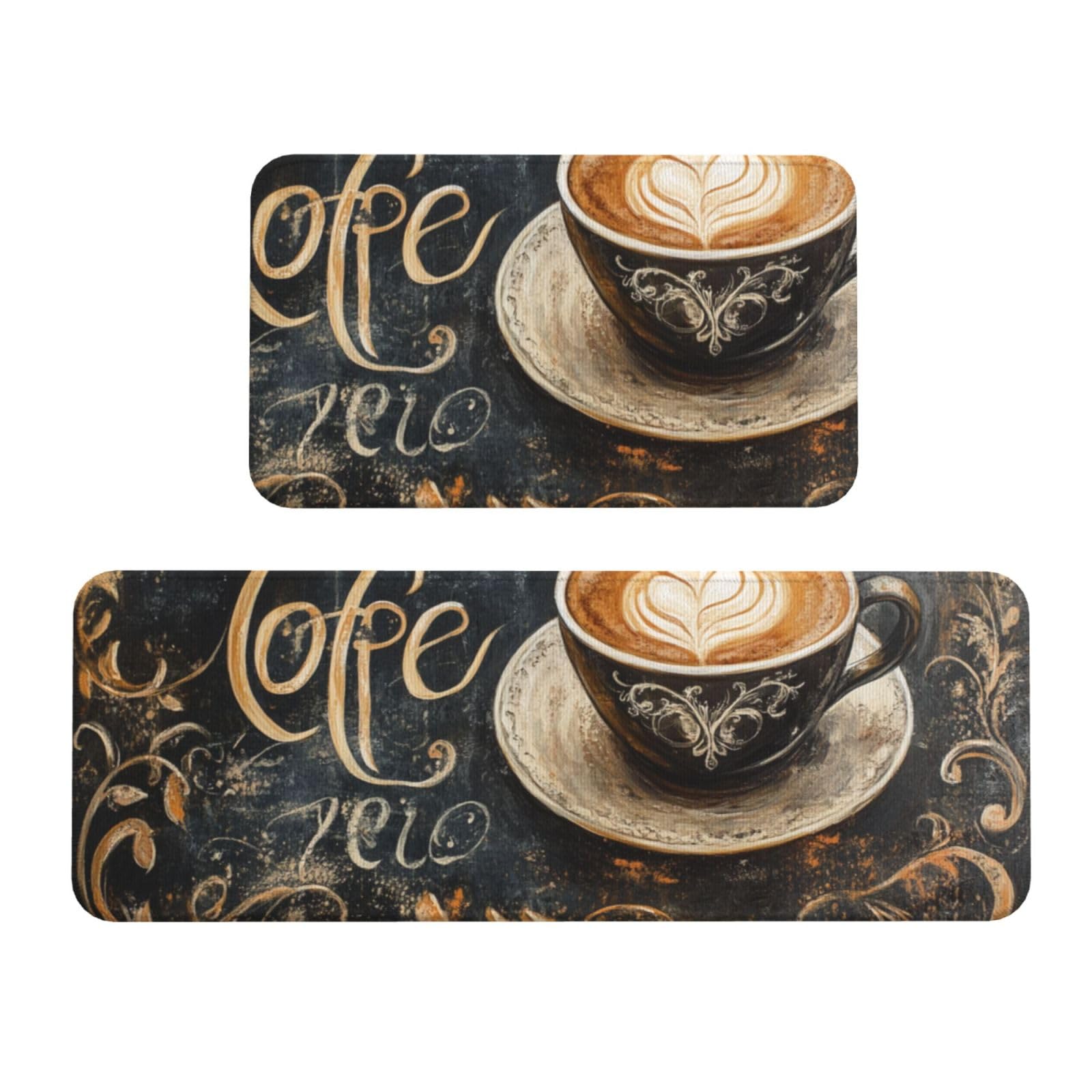 Tapetes de cocina cómodos para el suelo, alfombrillas antideslizantes lavables con diseño de café
