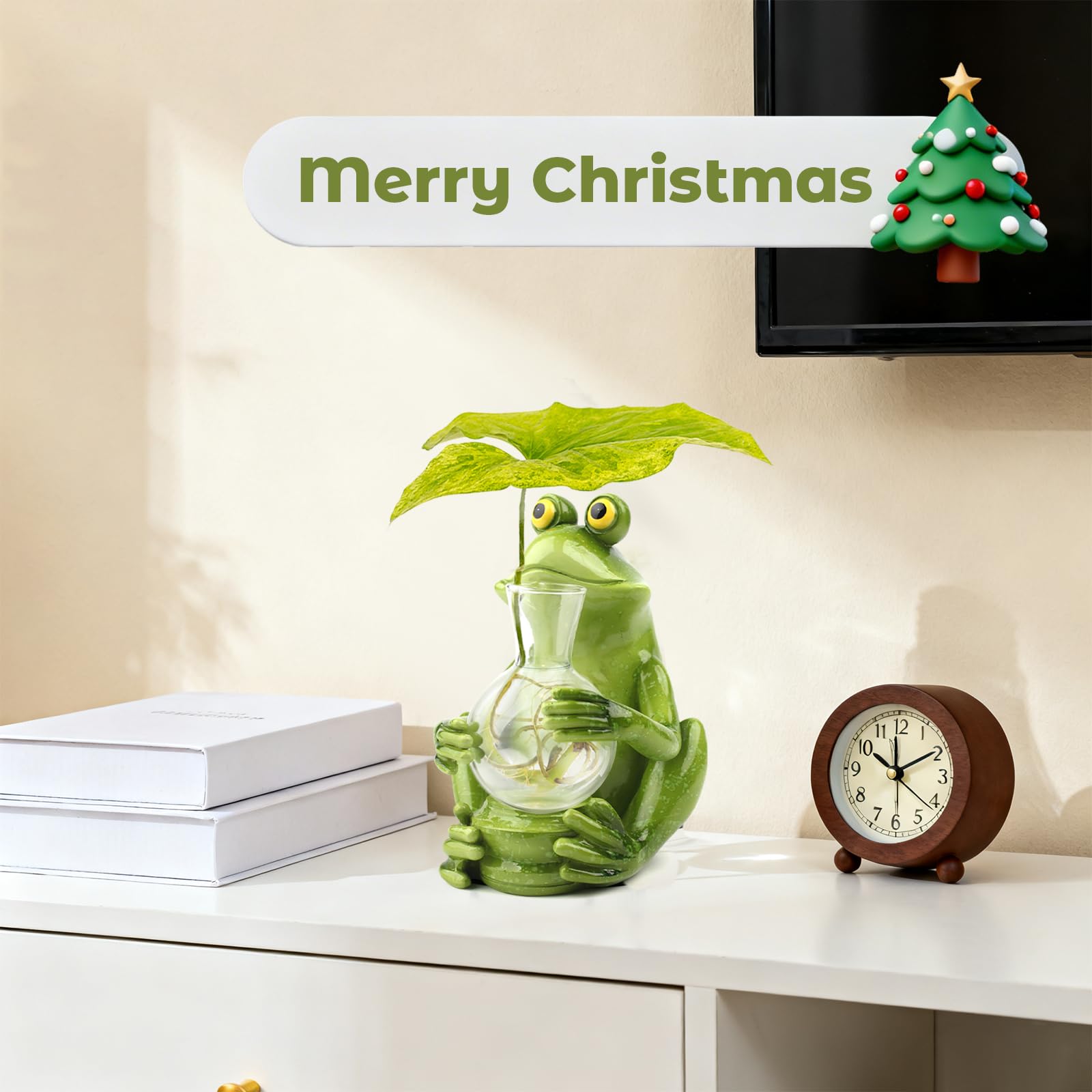 Station de propagation de plantes grenouille avec lumière pour plantes, terrarium unique pour culture hydroponique, pot de fleurs en verre, support de vase en verre pour la maison, le jardin