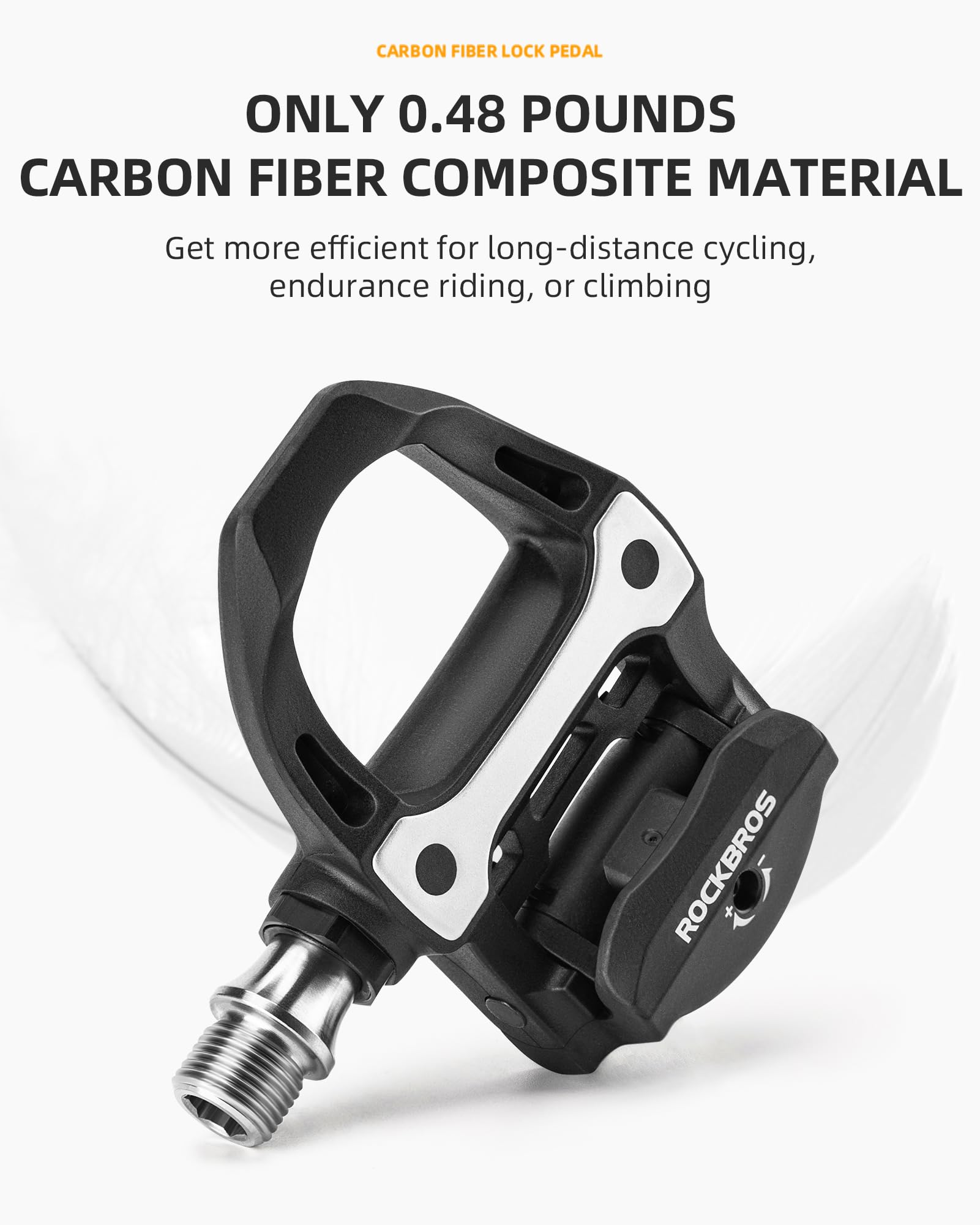 ROCKBROS SPD-SL Carbon Fiber Road Bike Pedals Clipless Cycling