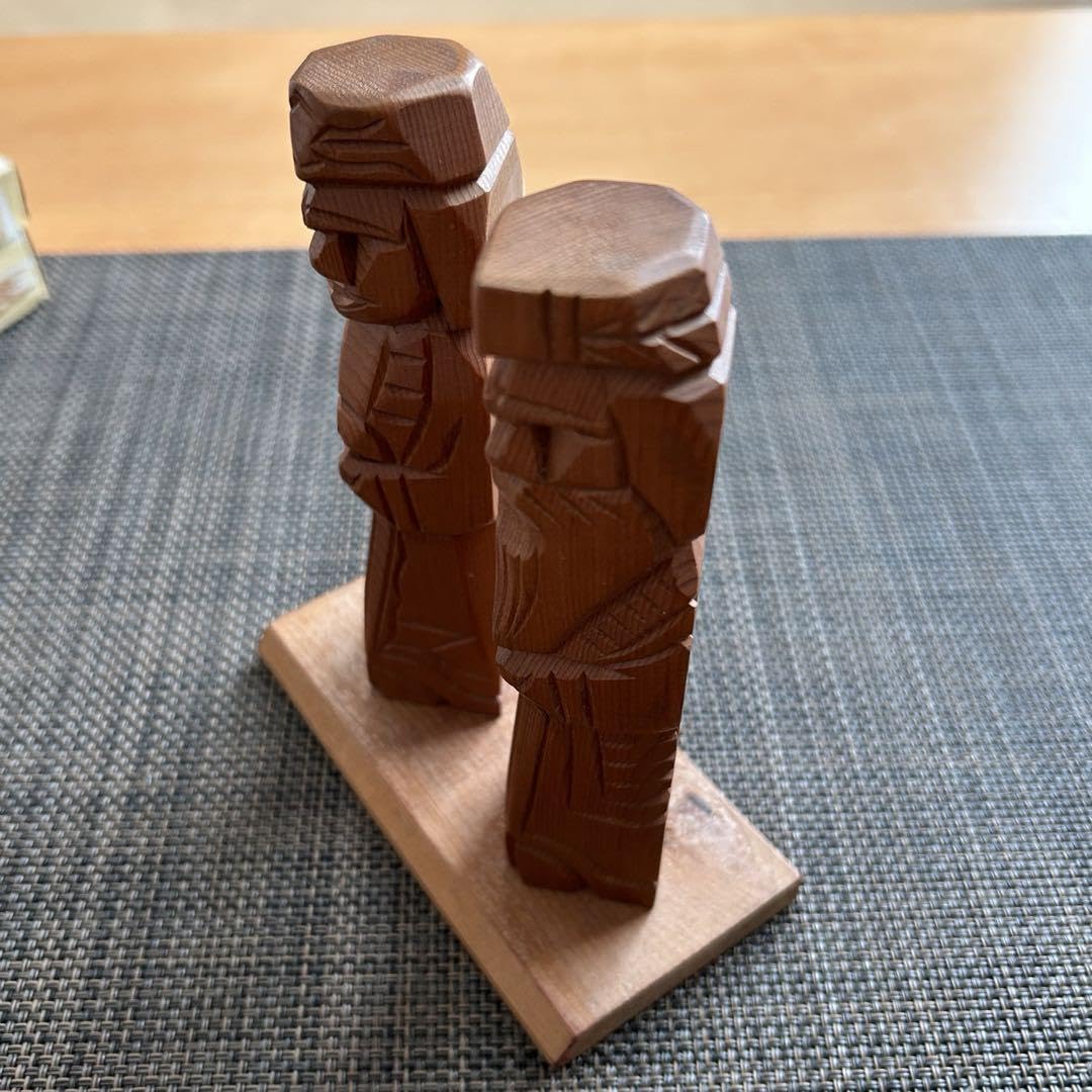 アイヌ置物 楽天市場】【中古】装飾 木彫りアイヌの人 幅300×奥行300×高さ500