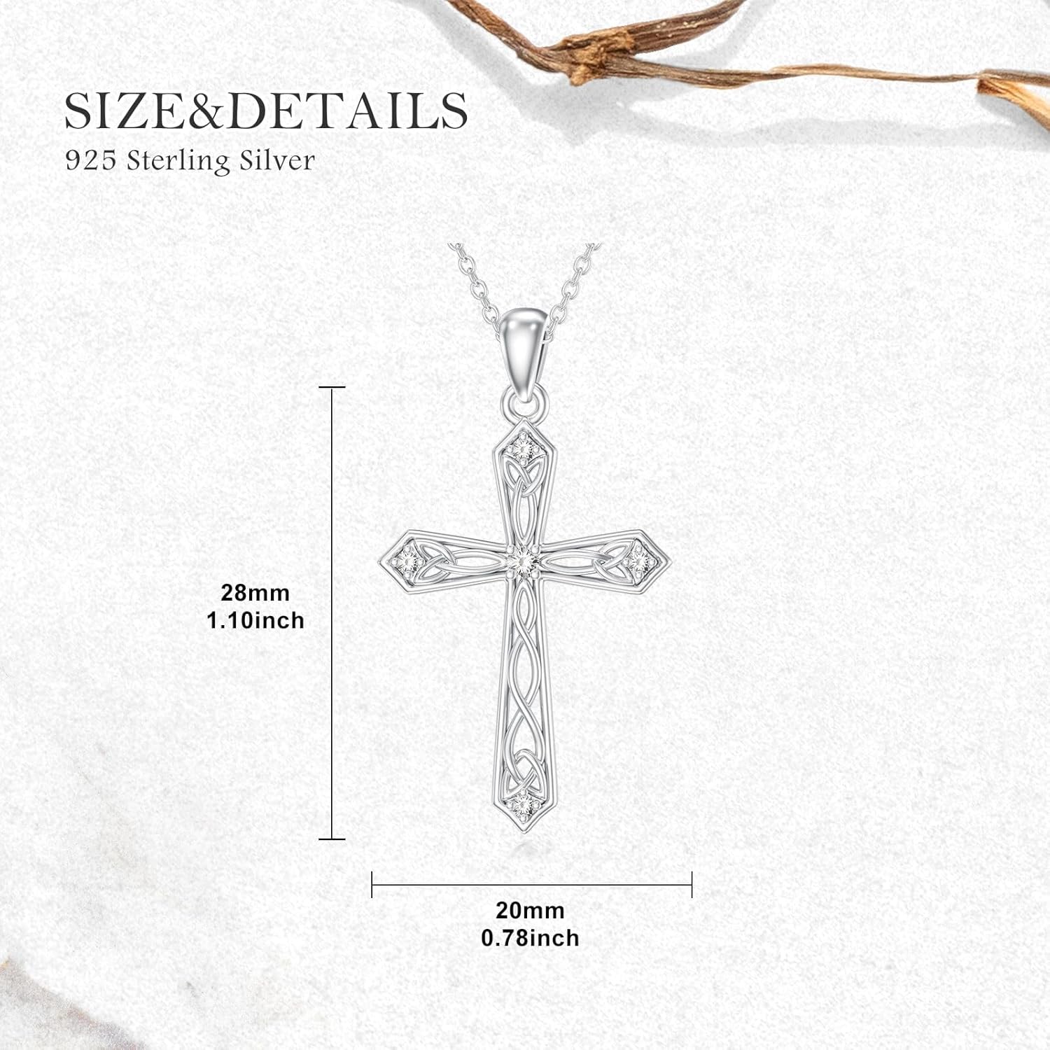 Diamond Celtic Knot Cross Necklace for Women 925 Sterling Silver Cross Pendant Jewelry Mothers Day Birthday Christmas Gifts for Mom Wife Girlfriend Her - Image 5