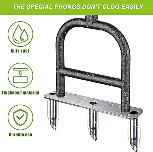 Miniatura 2 de Dolibest Aireador de extracción de césped, herramienta de acero inoxidable con 3 núcleos con agarre de goma suave, herramienta manual de aireación