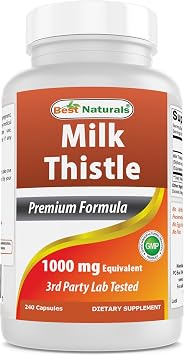 Best Naturals Milk Thistle 41 Extract 250 mg - 240 Capsules - Non-GMO & Gluten Free