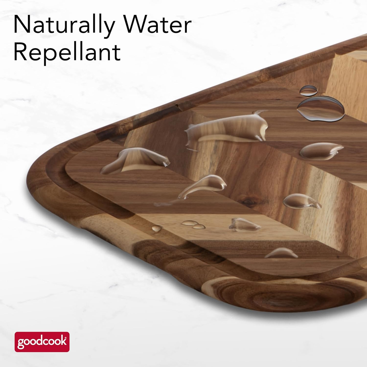 GoodCook Touch Carving Board Herringbone Patterned Acacia Wood, 13x19-Inch