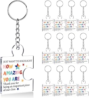 Inspirational Student Gifts from Teacher Bulk, 12 Pcs End of Year Student Gifts, Affirmation Awards Gift for Students, Just Want to Highlight How Amazing You Are Acrylic Puzzle Piece Keychains