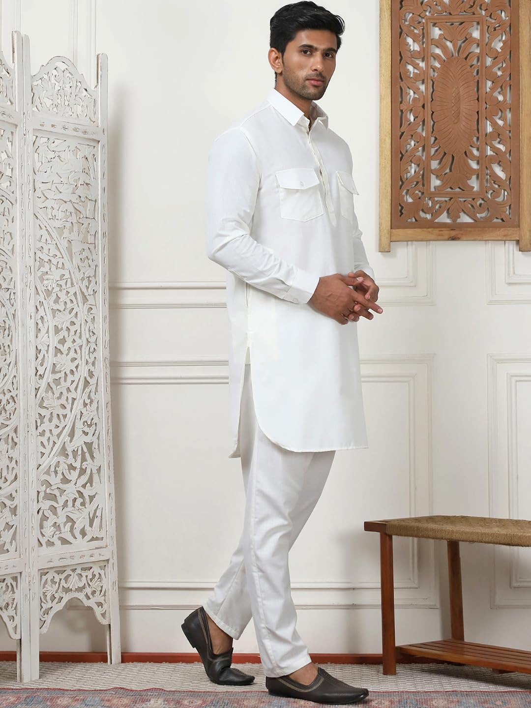 Maple Clothing Punjabi Kurta Pyjama-Set Pathani Herren-Baumwolle, indische Kleidung, Bollywood-Outfit