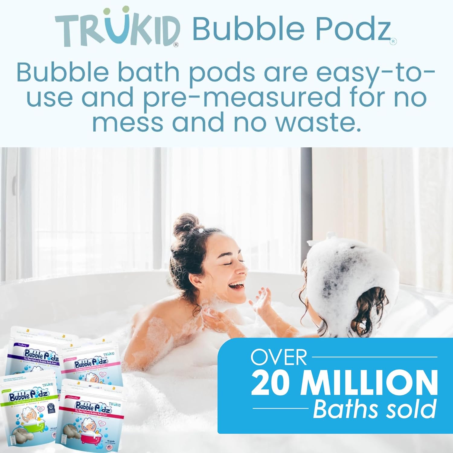TruKid Bubble Podz Bubble Bath for Kids, Toddlers, & Babies, Tear Free Gentle & Refreshing Bath Bomb for Sensitive Skin with Natural Moisturizers, Non-Toxic, pH Balanced, Bubble Gum Scent (24 Podz) - Image 8