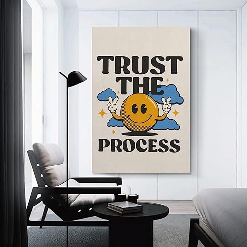 Miniatura 2 de Póster de Smiley Trust The Process, póster retro de salud mental, con cita motivacional, póster para decoración del hogar, escuela, oficina, 12 x 18