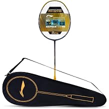 Li-Ning Super Series SS100 Carbon Graphite Badminton Strung Racket with Full Racket Cover Navy/Yellow