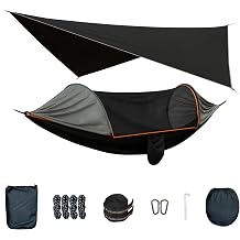 Camping Hammock with Mosquito Net and Rain Fly Tarp | Portable Camping Hammock Double Tree Hammock for Outdoor Indoor Backpacking Travel & Survival