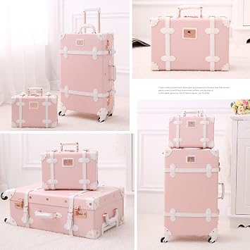 Unitravel 3 Piece Vintage Luggage Set with Cosmetic Train Case for Women