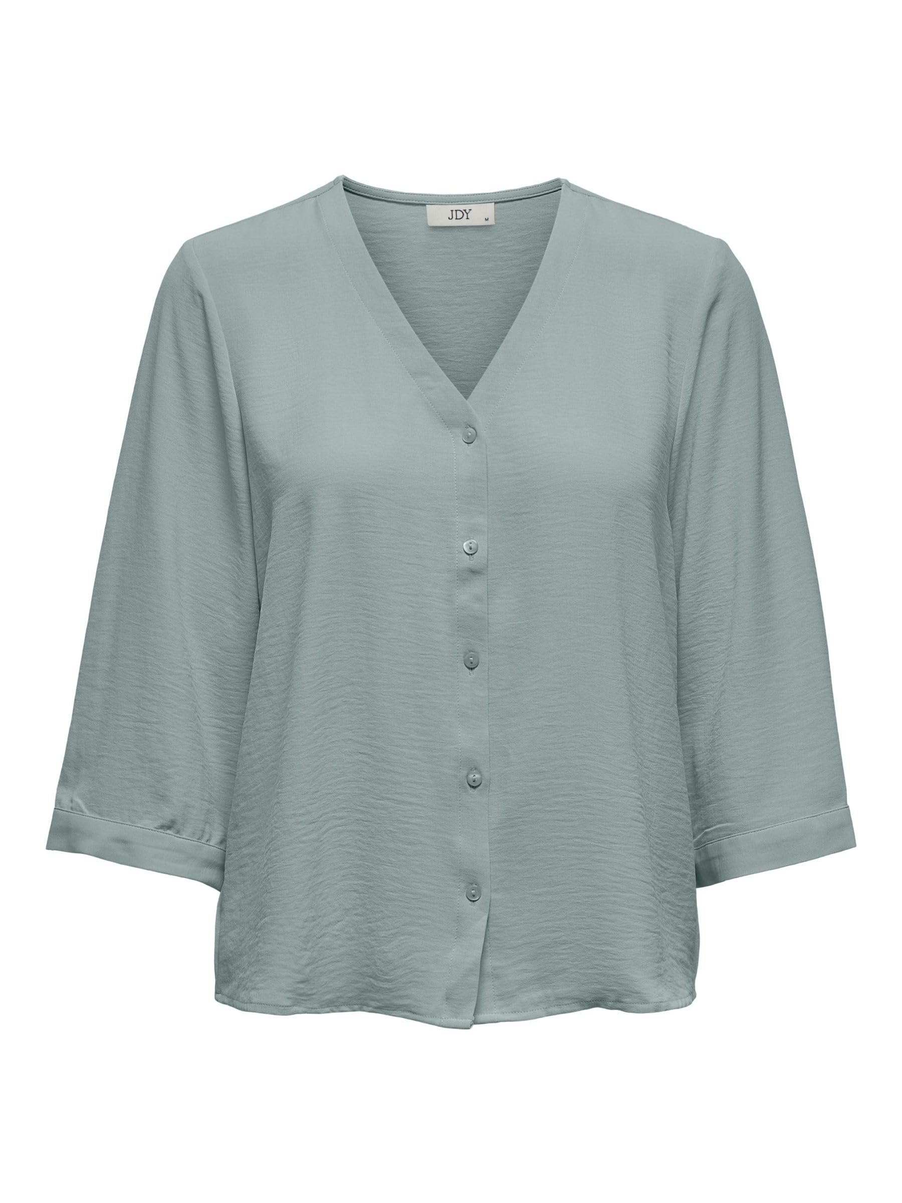 JDY Lion Life Capote 3/4 Shirt WVN Noos, Silver Blue, 18