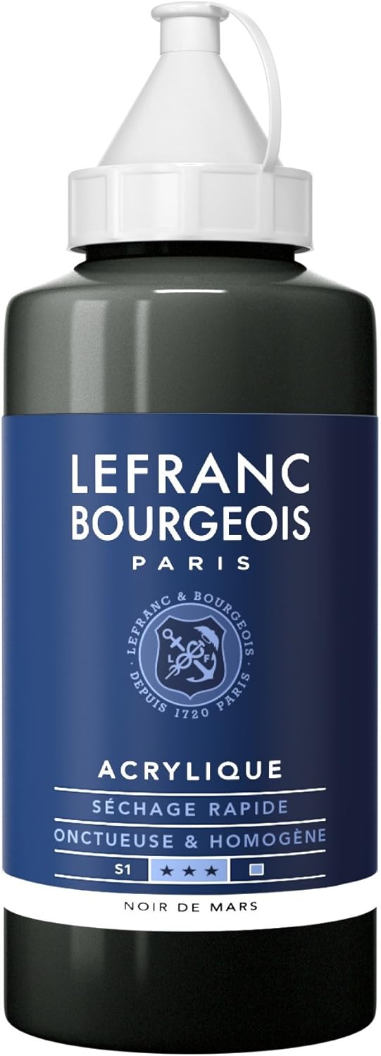 Lefanc & Bourgeois Fine Aycrl Paint 750 ml Flasche, Highly Pigmented, Good Coverage – Mars Black