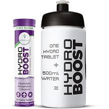 Hydration Pack - Hydro Boost Electrolyte Tabs 20 and Compact 500ml Sports Bottle. Sugar Free and Suitable for Vegetarians.