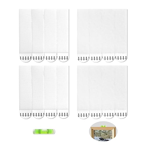 20 pares (40 tiras) tiras grandes para colgar cuadros, resistentes, ganchos de fotos sin daños, cinta de gancho y bucle, tiras adhesivas extraíbles