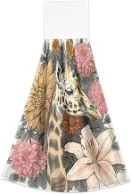 Giraffe Flowers Velcro Hanging Hand Towel Fluffy Soft Absorbent Dish Towels for Kitchen and Bathroom Set of 2 Light Breathable Home Storage 21219166