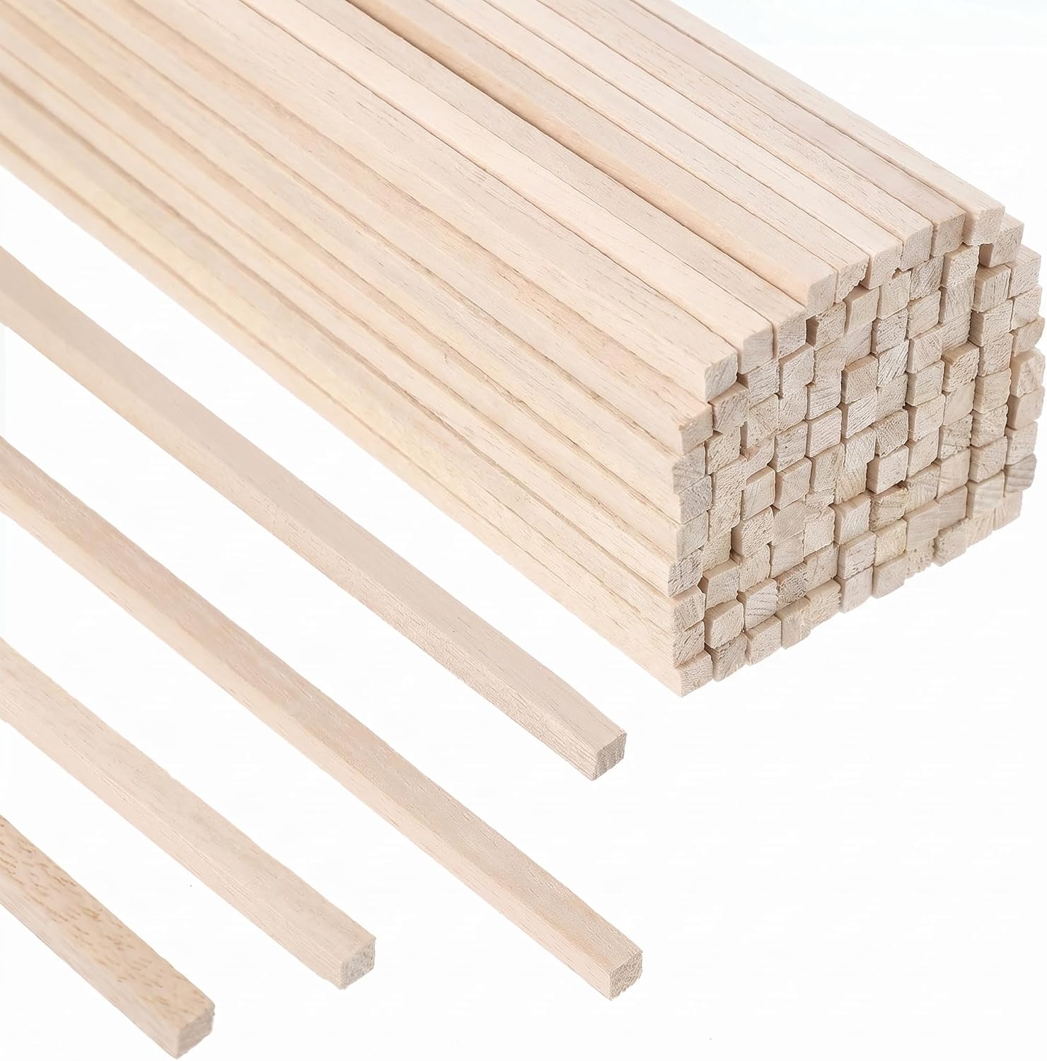 Balsa Wood Strips 80 Pcs, 1/4 x 1/4 x 12 Inch, Unfinished Soft Wood Sticks for Model Airplane, STEM Bridge Building & DIY Crafts (6x6x305mm)