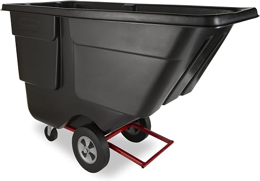 Rubbermaid Commercial Products Tilt Dump Truck/Trash Cart/Garbage Collection/Recycling 1 Cubic Yard Waste Collection 850 lbs capacity Black Office/Warehouse/Facility Management