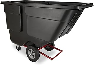 Rubbermaid Commercial Products Tilt Dump Truck/Trash Cart/Garbage Collection/Recycling 1 Cubic Yard Waste Collection 850 lbs capacity Black Office/Warehouse/Facility Management