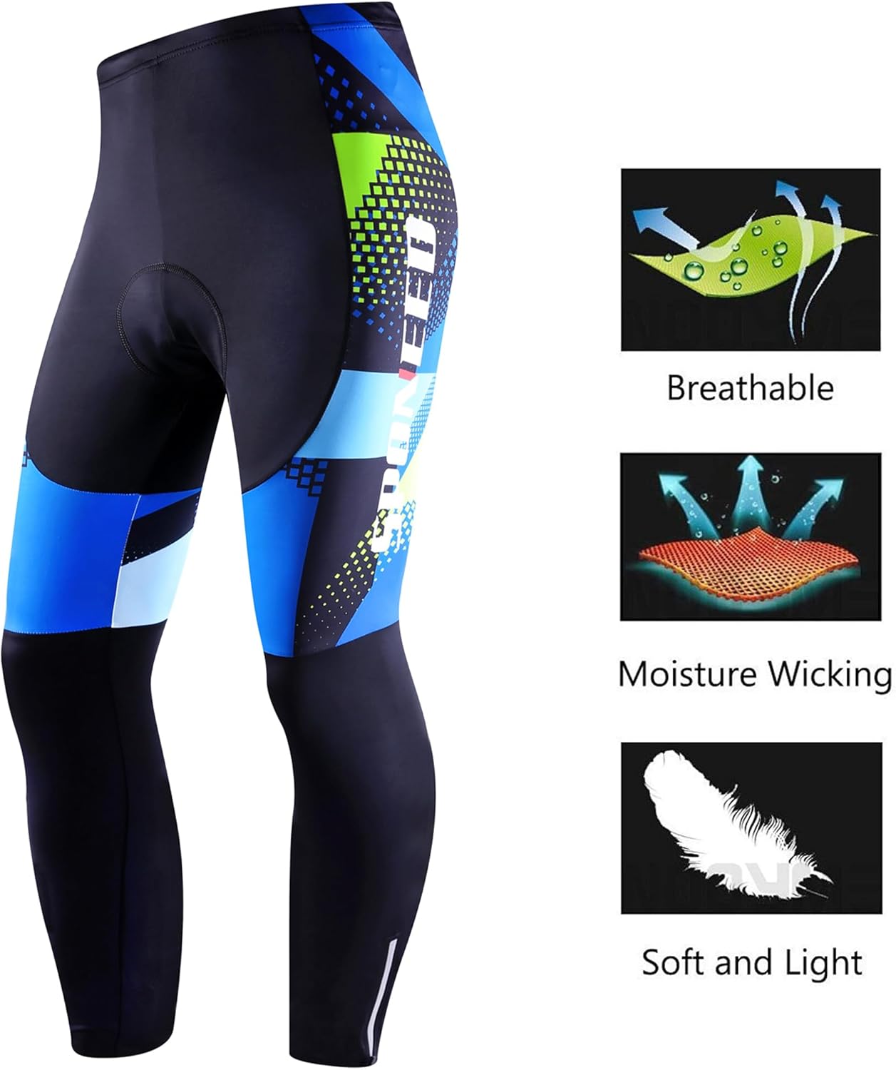 Cycling Pants for Men Road Bike Compression Tights Winter Biking Bottoms with Padding UV Proof - Image 4