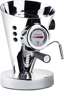 BUGATTI, Diva, Espresso Coffee and Cappuccino Machine, for Ground Coffee and Pods, Non-Stop Steam Function, 15 bar, 950 W, Capacity 0.8 Liter, Elegant Design Chrome