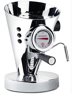 BUGATTI, Diva Evolution, cafetera espresso y capuchino, para café molido y vainas, función de vapor sin parar, 15 bar, 950 W, capacidad 0,8 litros, diseño elegante (cromo)