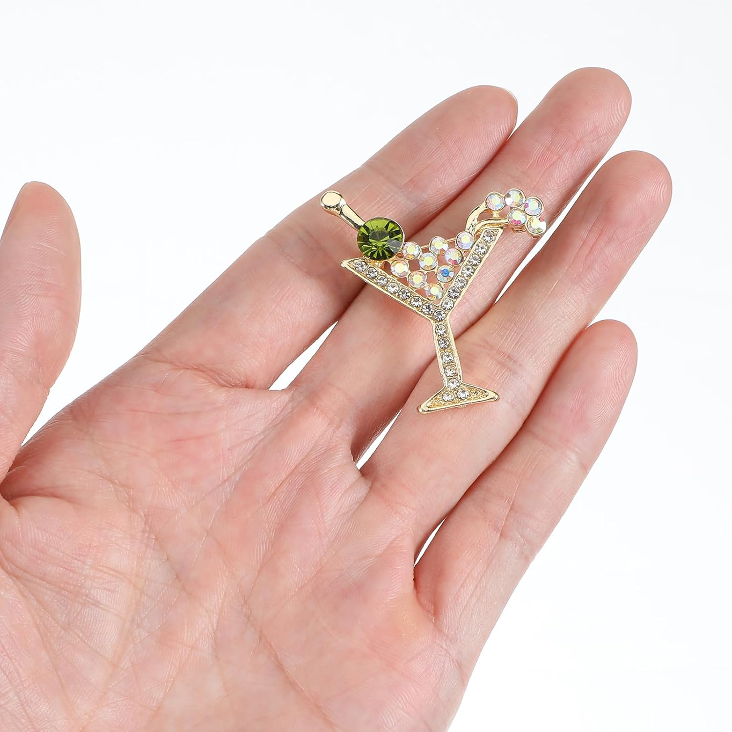 Cocktail Wine Glass Brooch Pin for Women