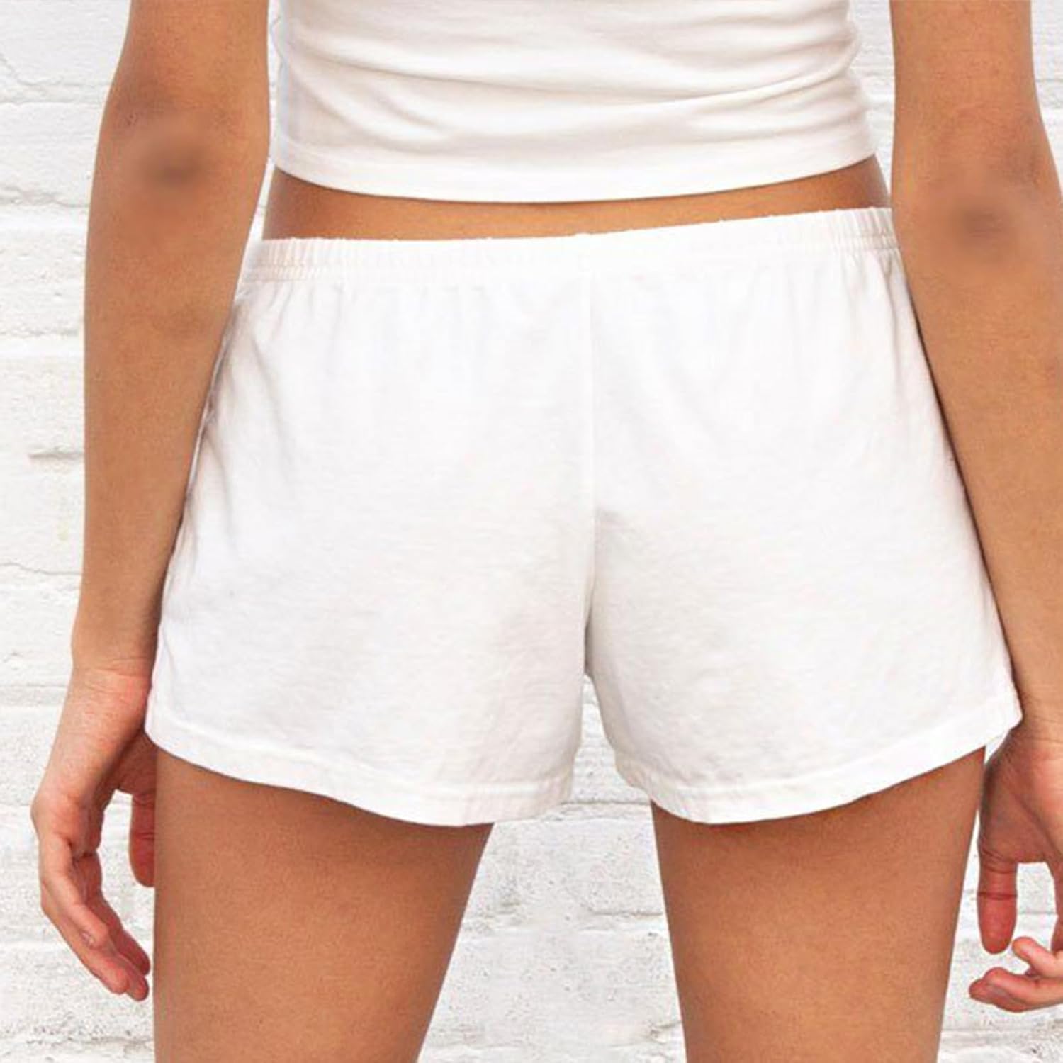 Cute Pajama Shorts for Women Y2K Sexy Low Rise Lounge Floral Shorts Comfy Striped Button Boxers Pj Bottoms Sleepwear (A Solid Ivory, S) - Image 5