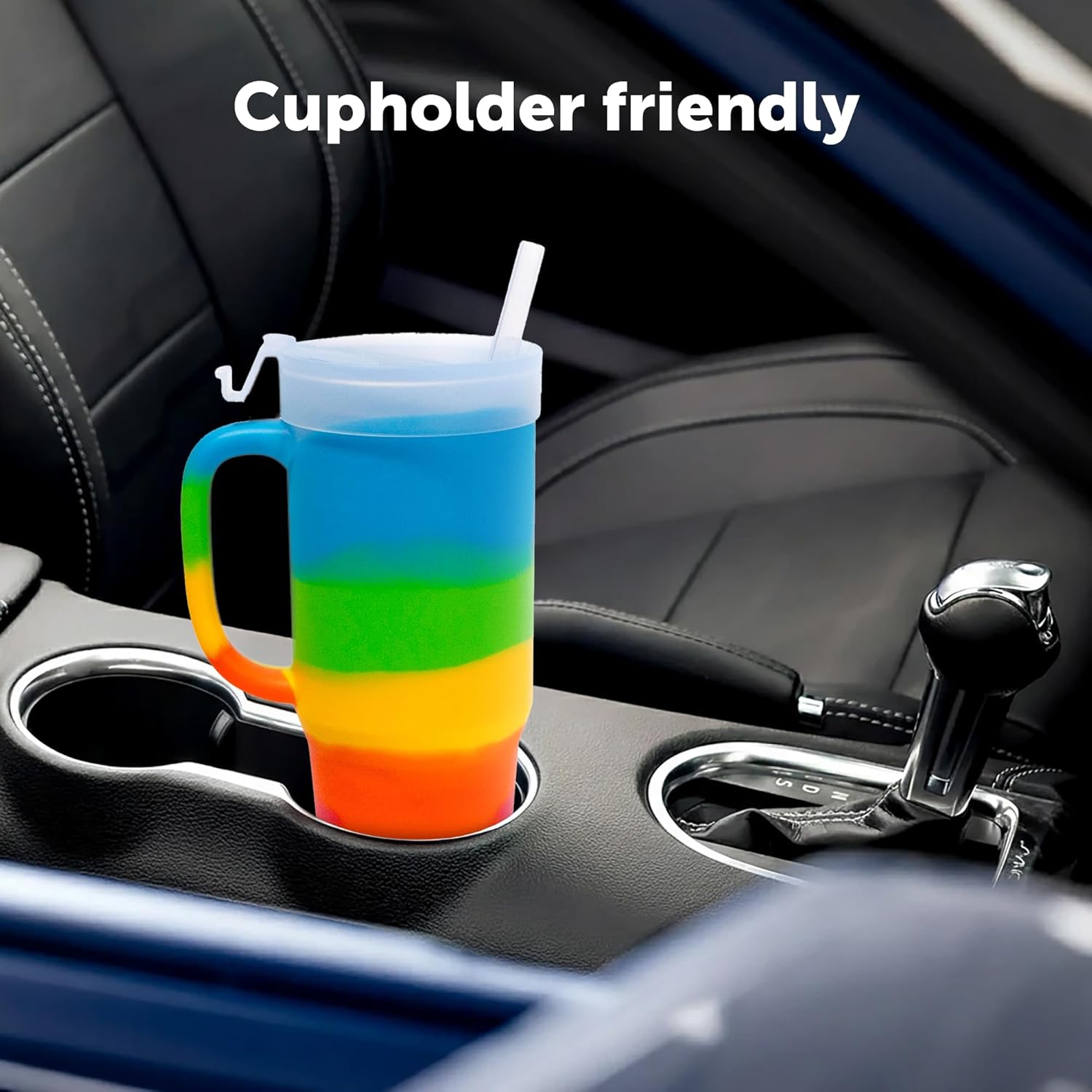 Silipint 32oz Silicone Tumbler with Handle, Flip Lid and Straw – BPA-Free, Non-Toxic, Freezer, Microwave, Dishwasher Safe Tumbler – Perfect for Tea, Smoothies (Prism) Pack of 1
