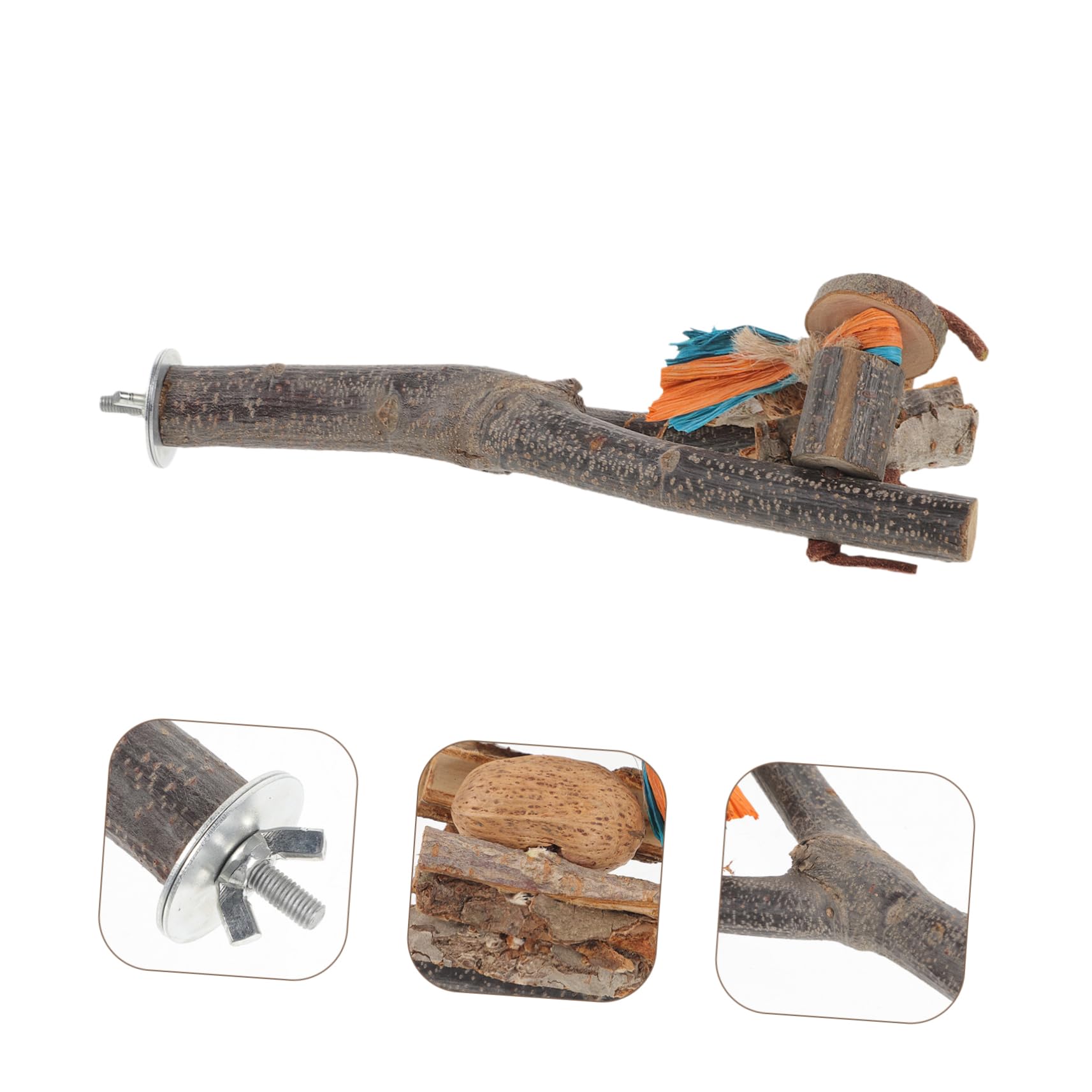 minkissy 4pièces Perchoir pour Oiseaux avec Plateforme Support Naturel pour Perroquets Perruches Et Oiseaux De Compagnie Facile à Installer Et