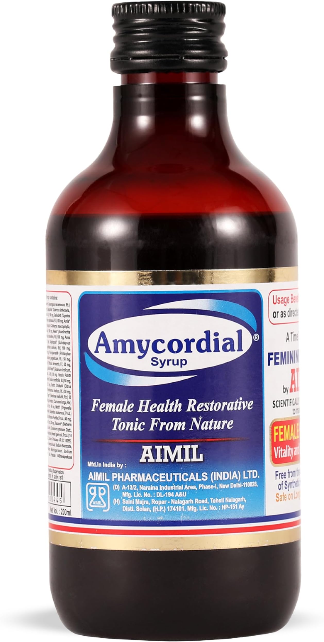 Amycordial Syrup โ 200ml | Ayurvedic Female Health Restorative Liquid Tonic | Supports Natural Nutritional Nourishment, Daily Energy, and Balanced Body Functions (Pack of 1)