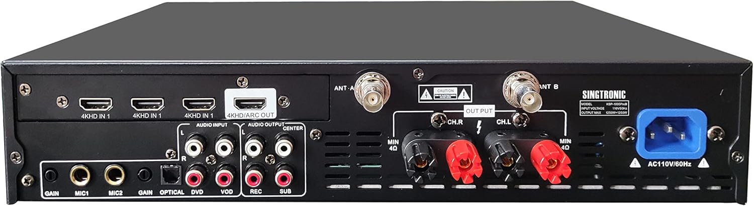 Dèyè view of Singtronic KSP-1500ProB Digital 2500W Amplifier with various ports