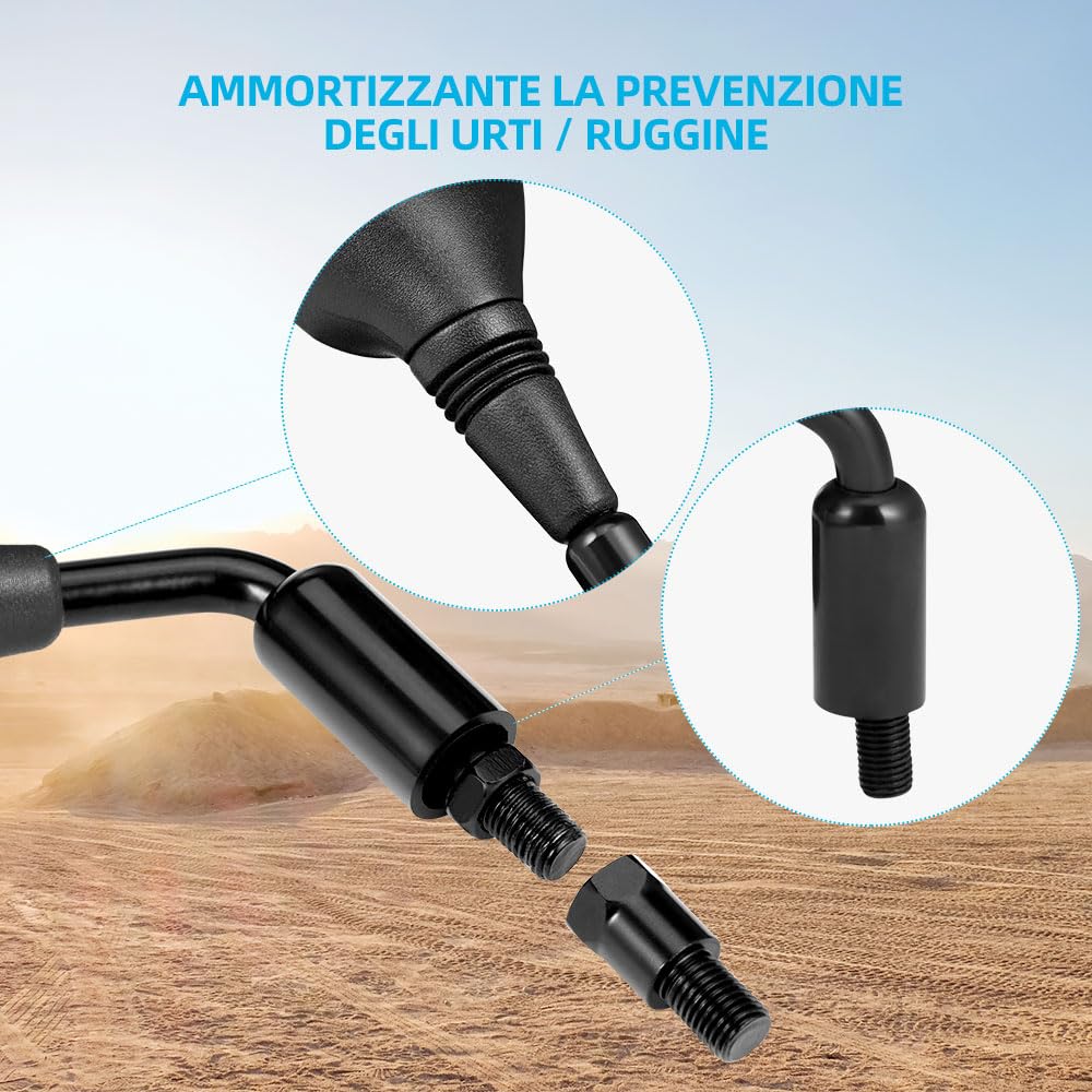 evermotor Specchietti Moto Manubrio, Specchietto Bar End, Specchietti Moto Omologati per Scooter Quad ATV, Alluminio, 2 pezzi