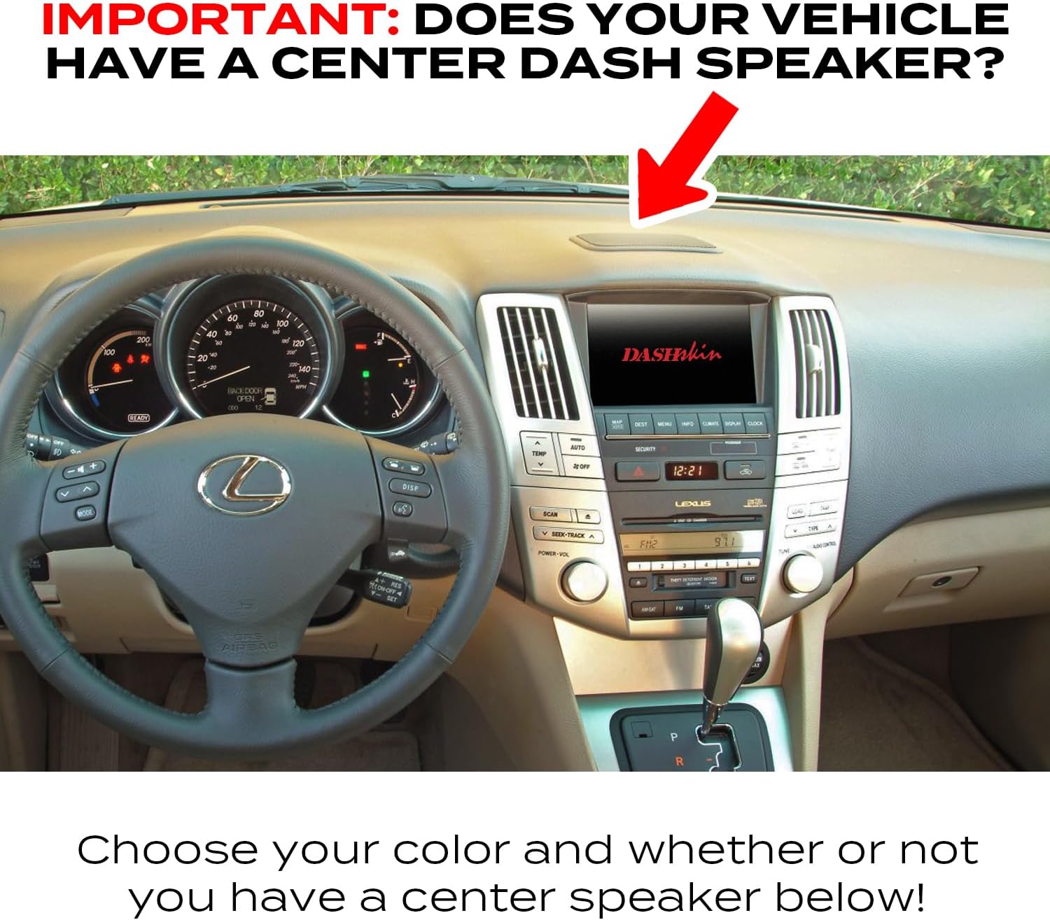 DashSkin Dash Cover Compatible with 2004-2009 Lexus RX 330 RX 350 RX 400h in Black Without Center Speaker Holes - Hard Molded Plastic Dashboard Cap