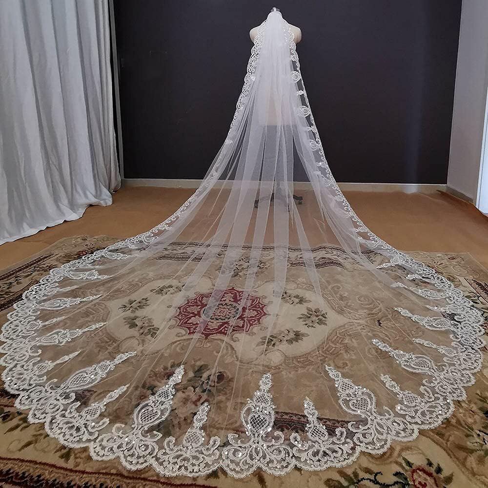 Bruids Tule Kanten Lange Sluiers Met Kam Bruidssluier 3 Meter Bruidssluier 1 Laag Bruids Tule Sluier Elegante Schouder Sluier