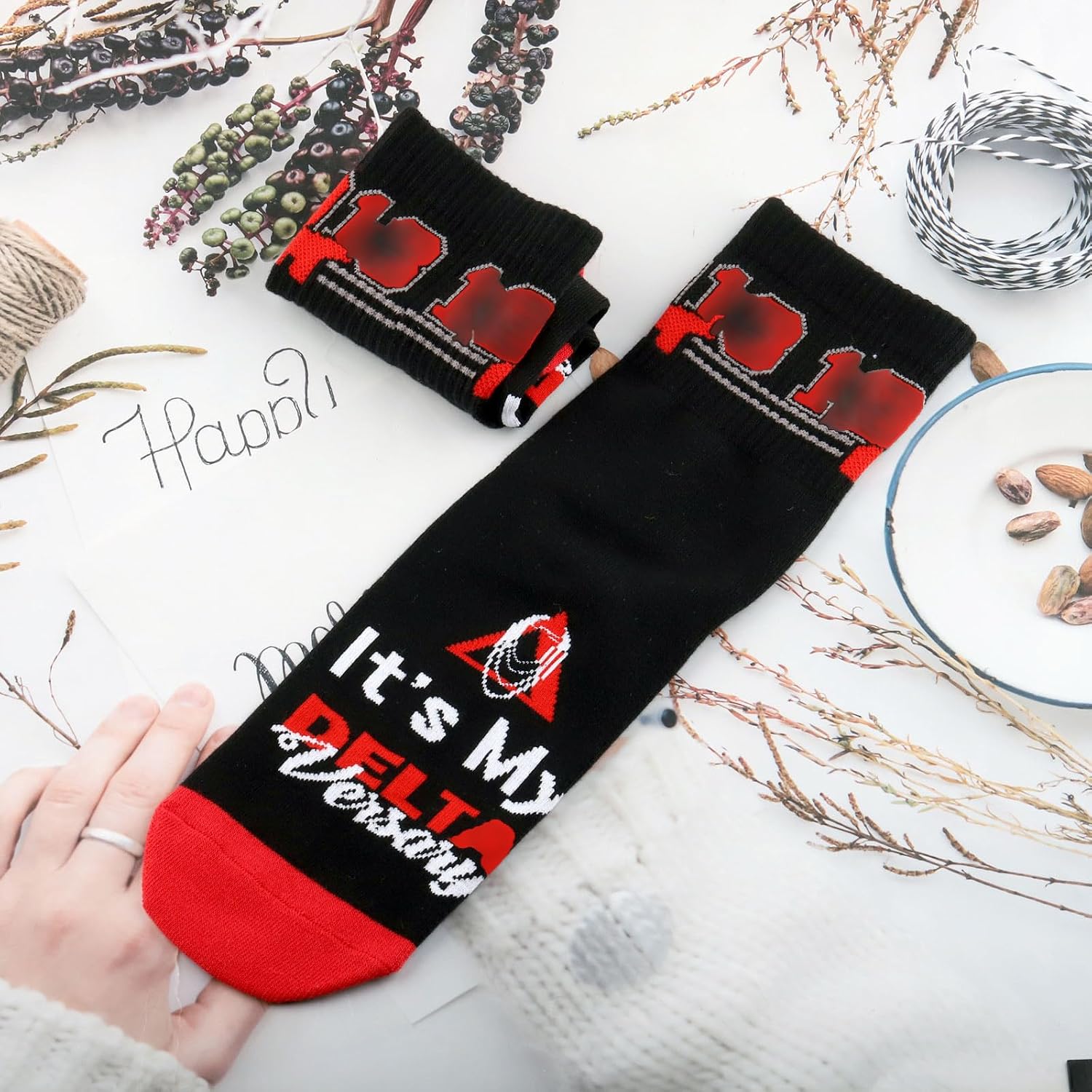 CMNM Red White Sorority Gifts It's My Versary Socks Sorority Gifts Elephant Gifts Sorority Sister Socks image 3