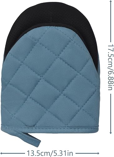 Miniatura 2 de 1 par de manoplas cortas para horno, de silicona resistentes al calor, para cocina, 500 grados, superficies de agarre antideslizantes y guantes de