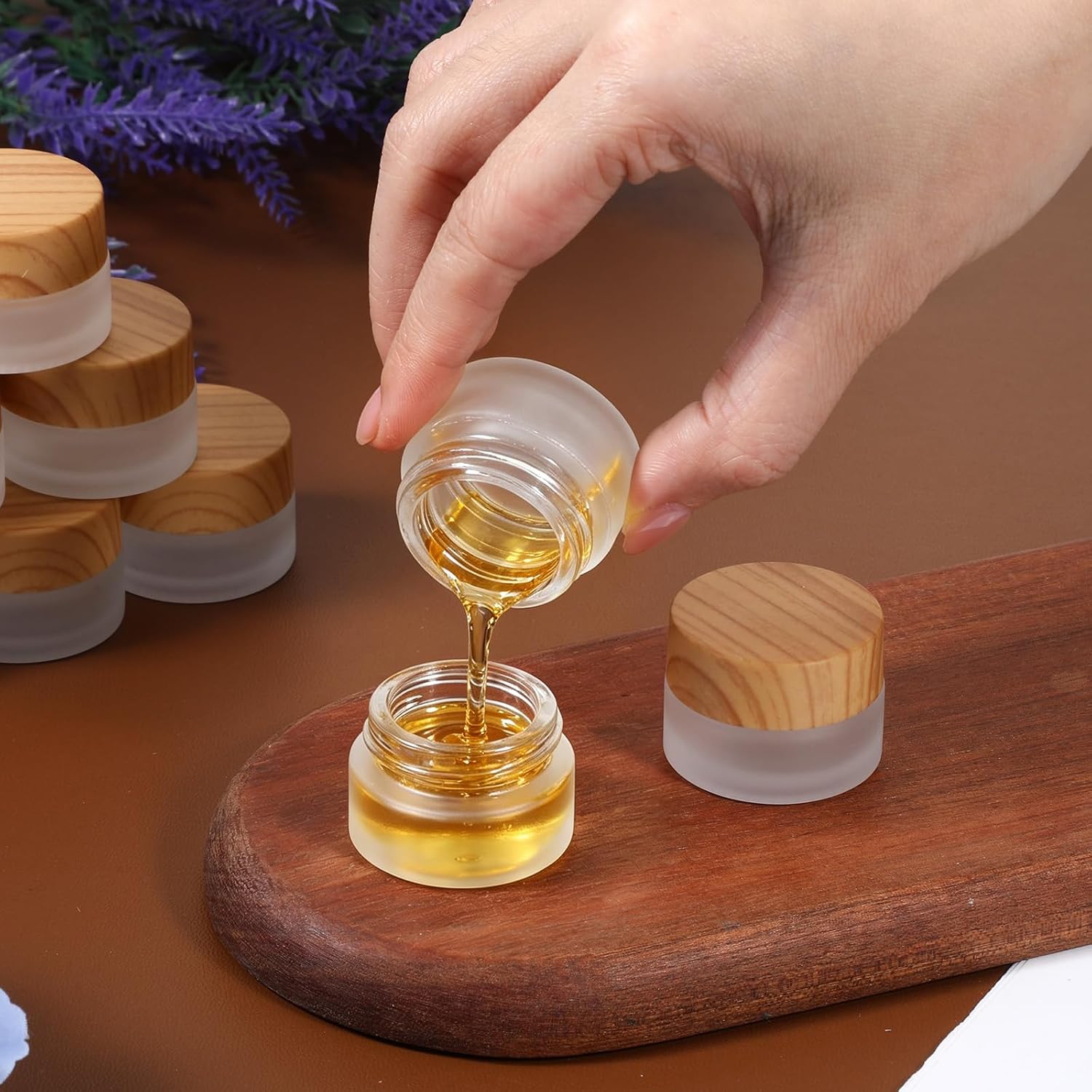 36 Pcs 5 Grams Glass Cosmetic Containers Round Frosted Cosmetic Jars