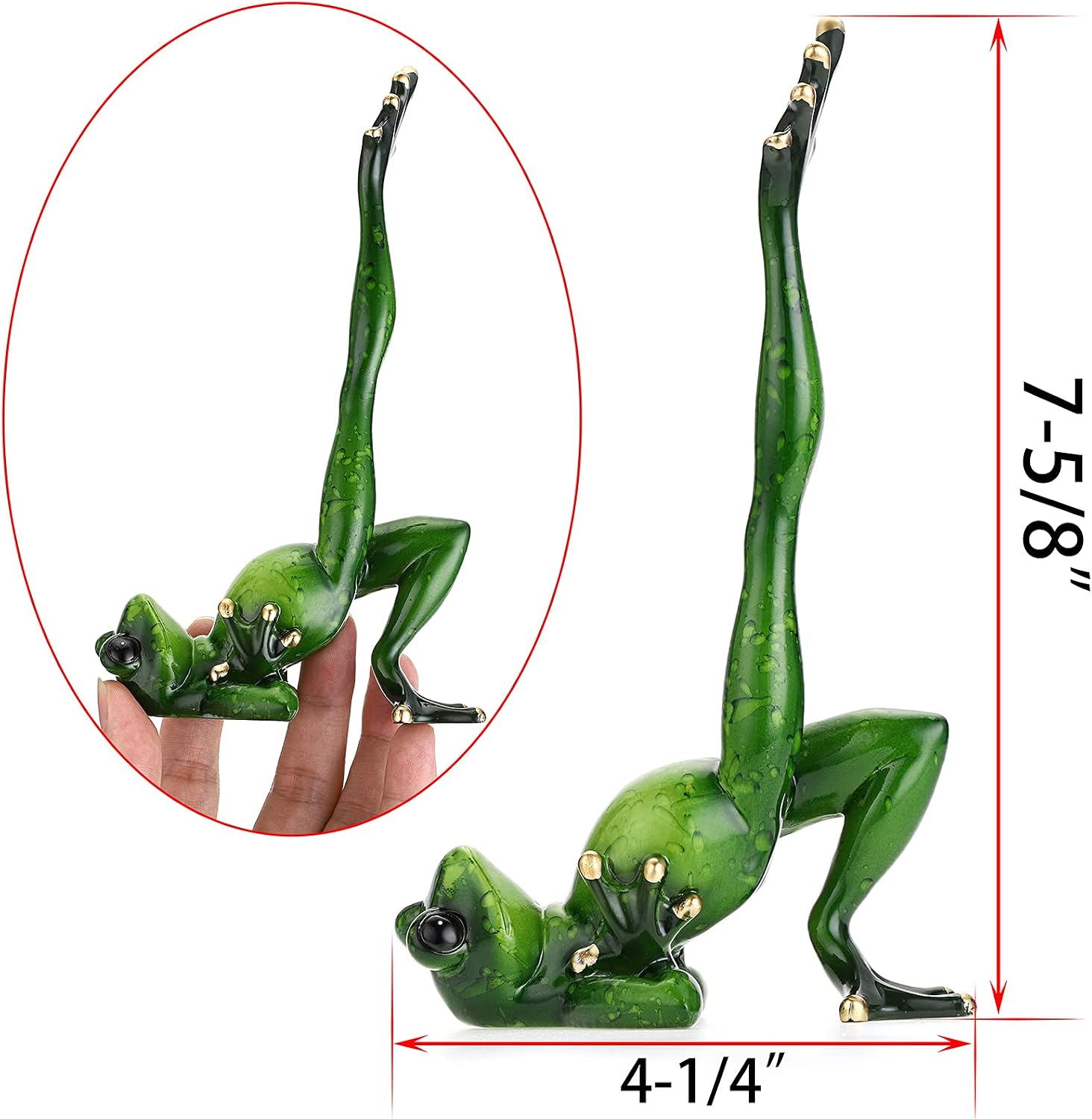 JUXYES Creative Craft Resin Yoga Frog Figurine Decor, Basic Yoga Pose Frog Sculpture Statue, Personalized Animal Collectible Figurines Mascot Frog Resin Crafts for Shelves Table Desk Decor