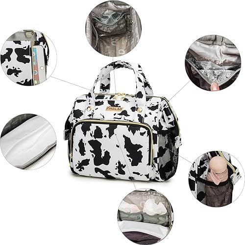 Miniatura 3 de Pequeña bolsa de pañales,Bolsa de pañales para niños pequeños,Mini Tote para ir de compras y caminar,Mochila compacta para viajes, Vaca1, Classic