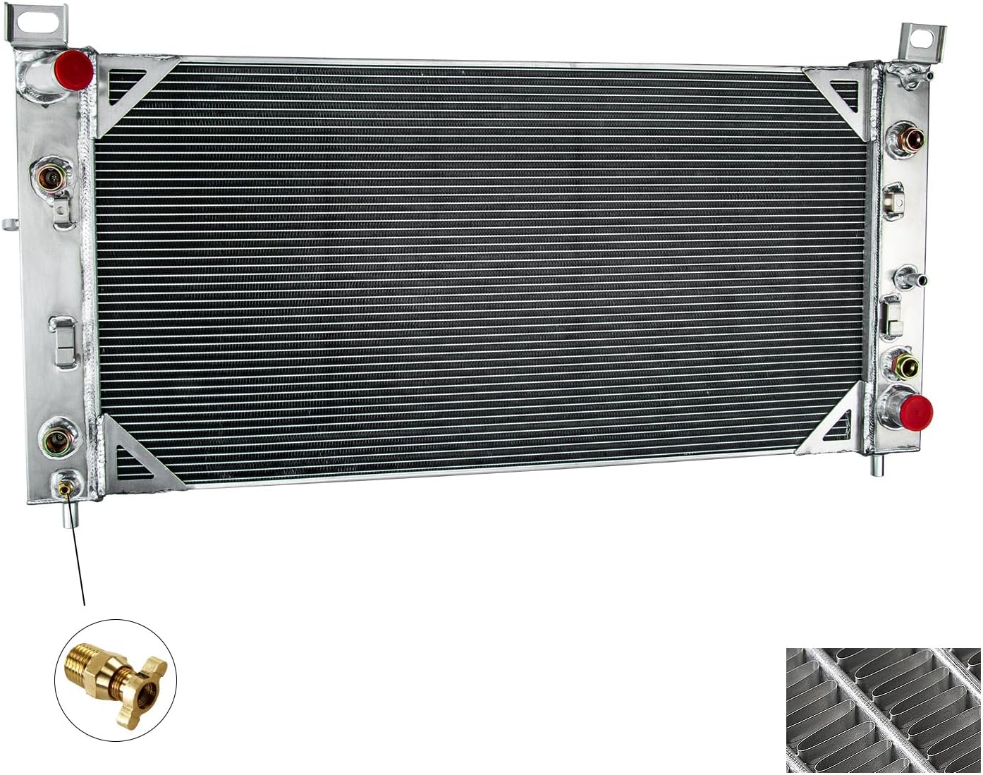 All Aluminum Radiator Compatible with 2001 2002 Chevy Silverado Suburban GMC Sierra 2500 HD 3500 8.1L V8 01 02, 2 Row Core Cooling Radiators
