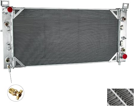 All Aluminum Radiator Compatible with 2001 2002 Chevy Silverado Suburban GMC Sierra 2500 HD 3500 8.1L V8 01 02, 2 Row Core Cooling Radiators