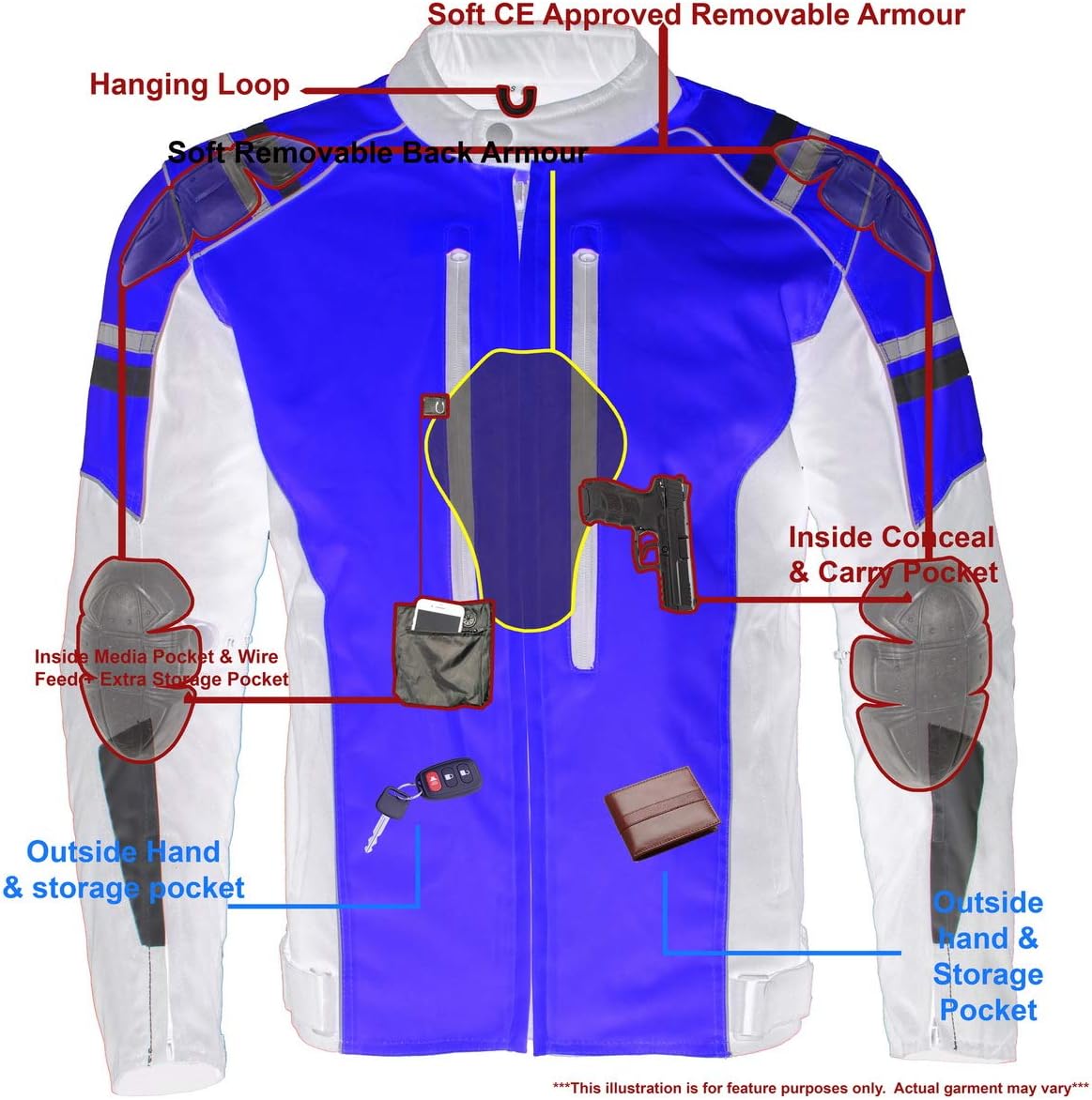 M-Boss Apparel - Men's High Visibility Green Waterproof Moto Jacket w/Armor : Clothing, Shoes & Jewelry