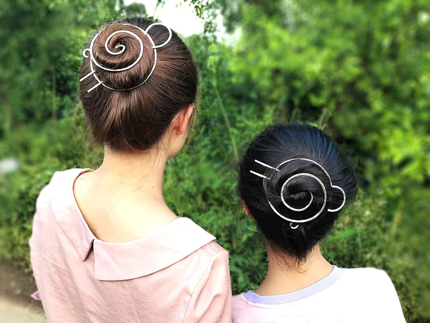 ansulen Bun Maker for Hair Bun Cover Metal Bun Holder with Hair Fork Durable Hair Clips for Women Girls Sturdy Hair Bun Cage for Thin Hair Silver Hair Accessories Christmas Gift : Beauty & Personal Care