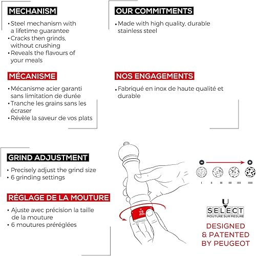 Vista 21 de Peugeot - Molinillo de sal manual Paris Chef u'Select - Molinillo ajustable - Acero inoxidable