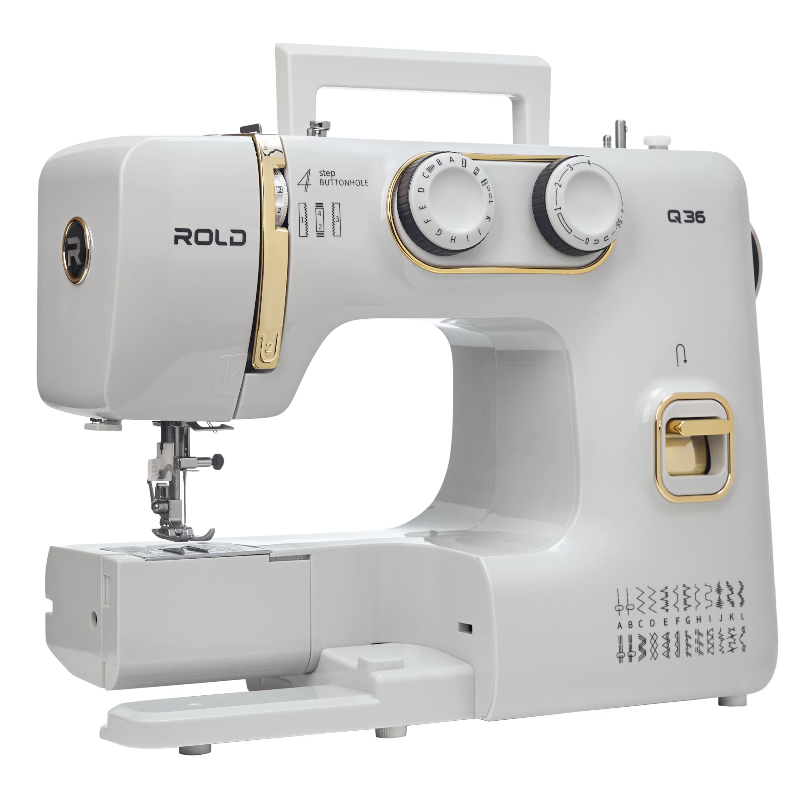 ROLD Q36 Nähmaschine mit 25 Stichen Nähen, Knopfloch, 100-Watt-Servomotor, Nadeleinfädler, Freiarm